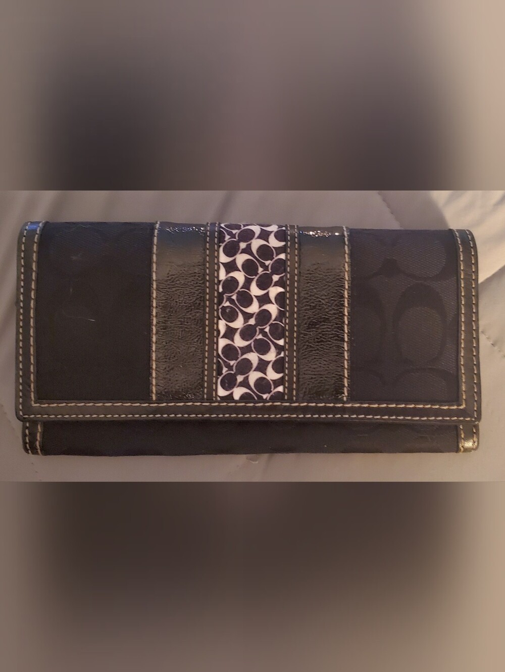 Coach Black Signature Accent Wallet